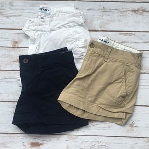 Old Navy Shorts Bundle.  Navy, Tan, White.